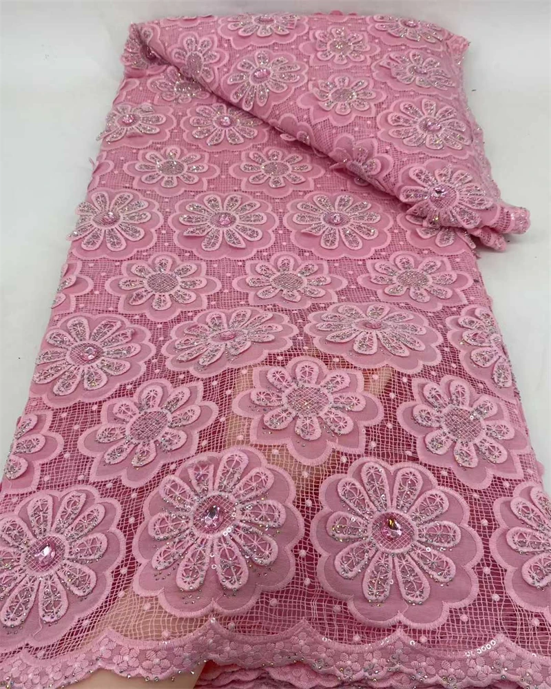 

Guipure Cord Lace Fabric 2025 New High Quality Nigerian Water-soluble Lace Fabrics for Wedding Dresses Party