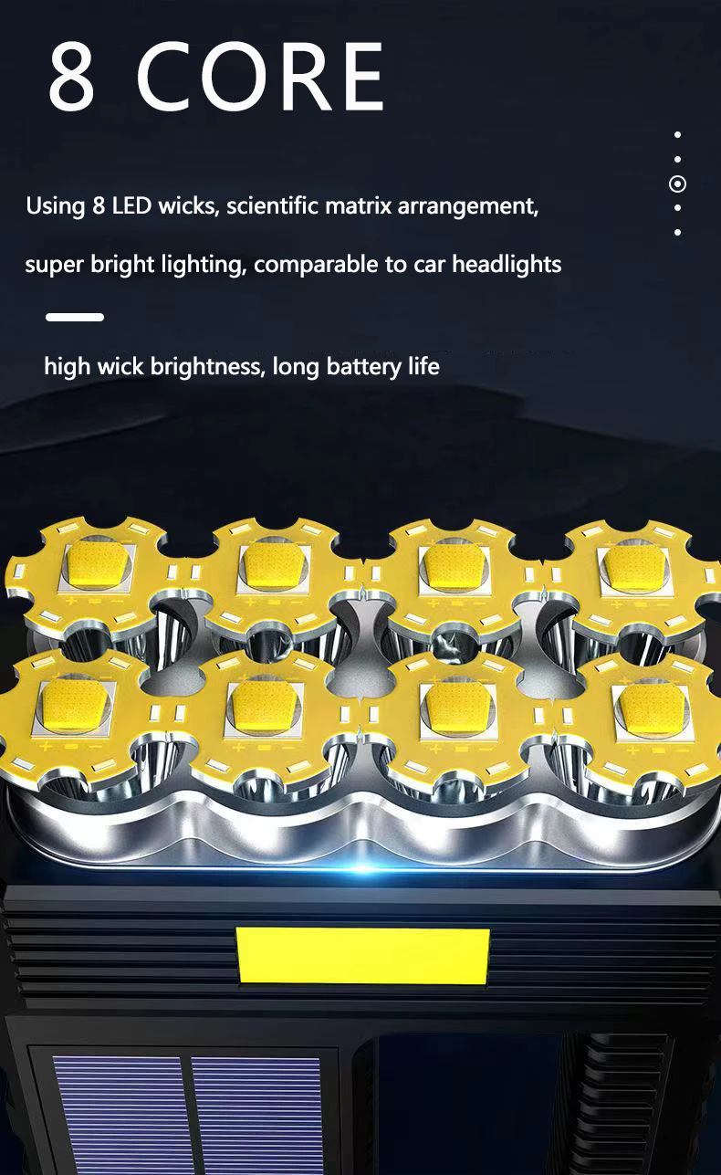 2024 COB Solar Charge Waterproof Fishing Lantern USB Handing Outdoor Rechargeable Spotlight Searchlight Working Searching Light