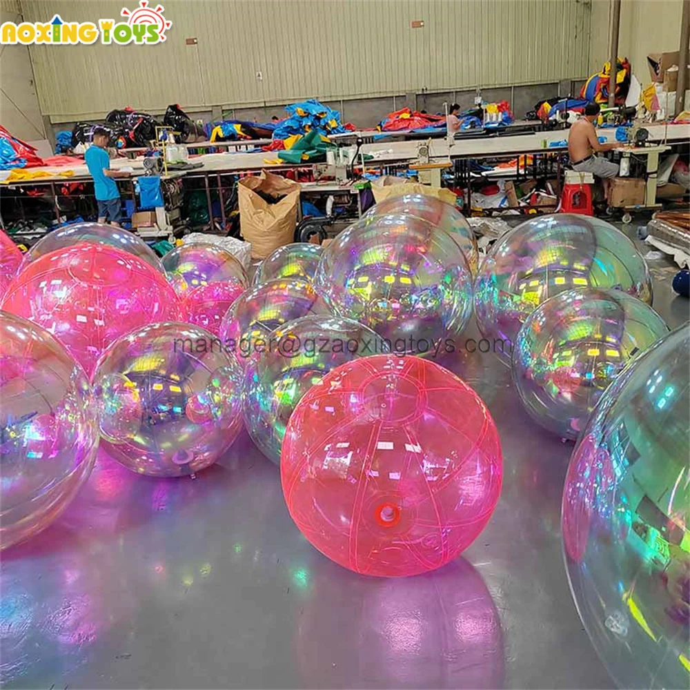 0.6-3m Giant Inflatable Mirror Ball Transparent Pink Hanging Balloon For Wedding Party Stage Advertising Decoration Events