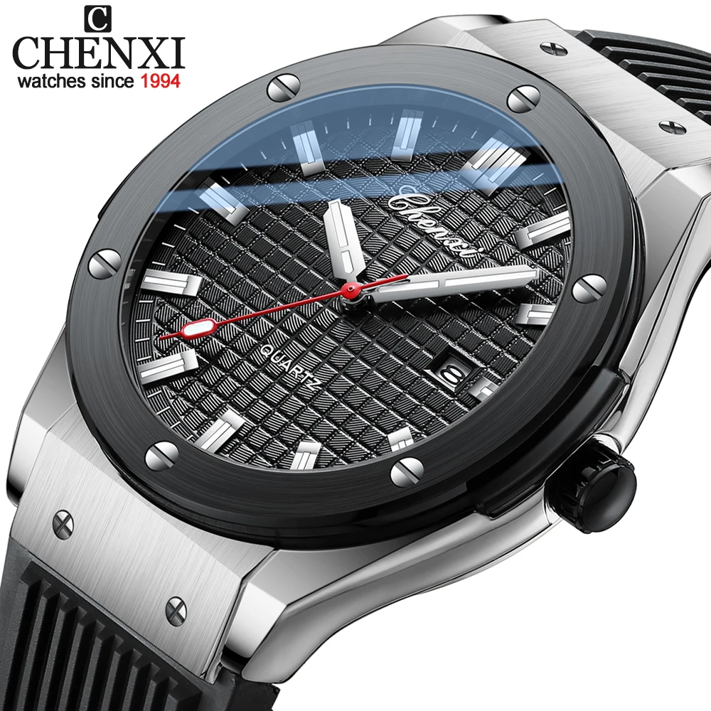 

CHENXI Top Brand Date Men Watch Quartz Sport Silicone Strap Male Waterproof Wristwatch Luxury Date Analog Luminous Watches