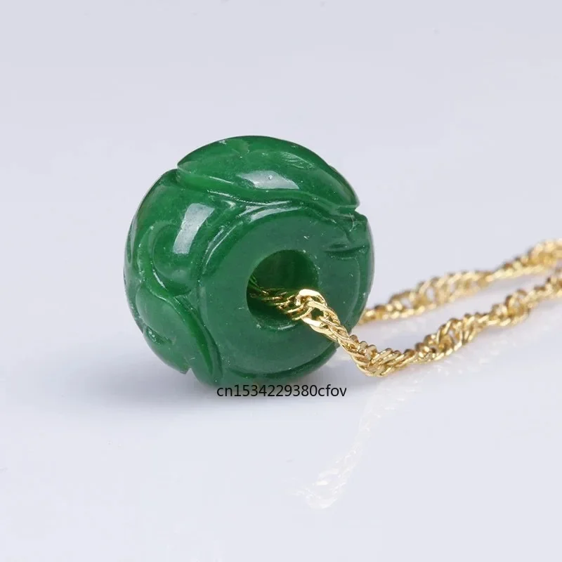 Naturalne zielonego jadeitu rzeźba 13mm Hollow pieniądze koraliki DIY wisiorki bransoletka urok akcesoria biżuteryjne Amulet prezenty kobiety mężczyźni — zdjęcie 3