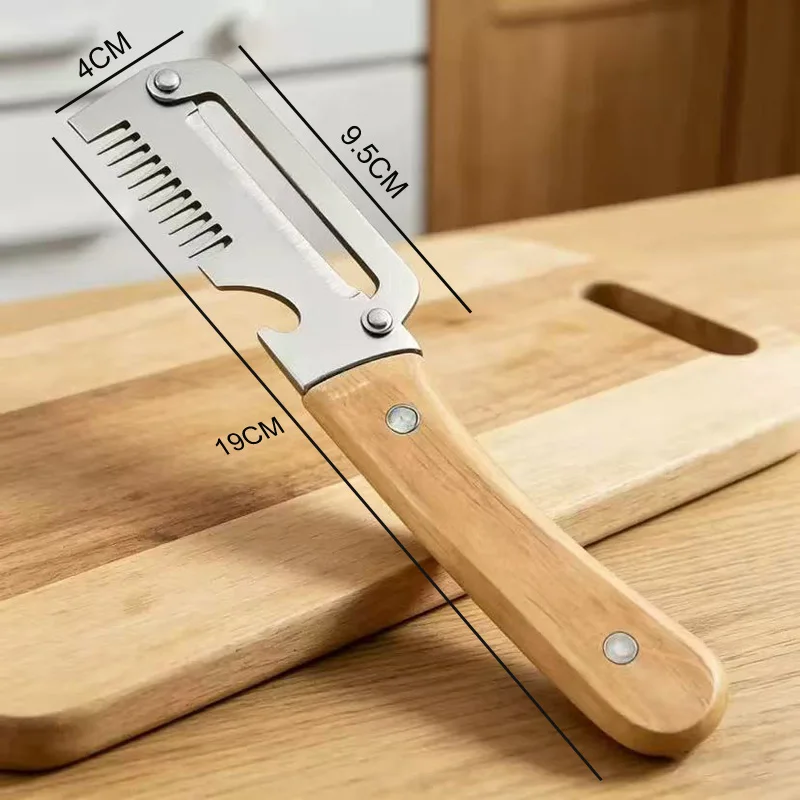 2026 New Paring Knife Ergonomic Wood Handle Knife Stainless Steel Vegetable Peeler with Wooden Handle 2-in-1 Fruit Potato Peeler image 6