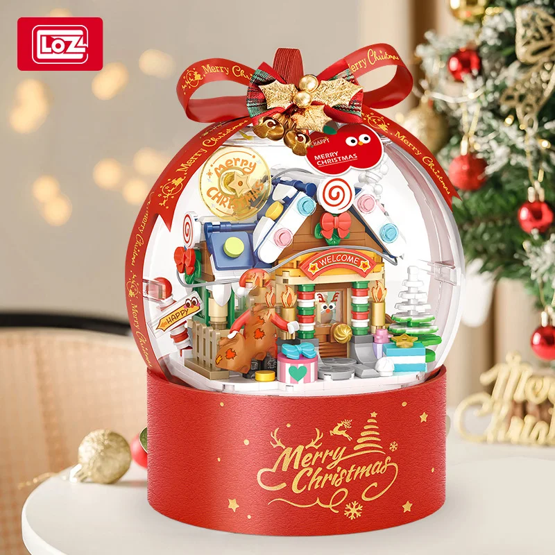 LOZ-1306 Bobo Ball Sapin de Noël Maison de Noël Modèle créatif du Père Noël a assemblé des jouets de bloc de Noël pour enfants de filles