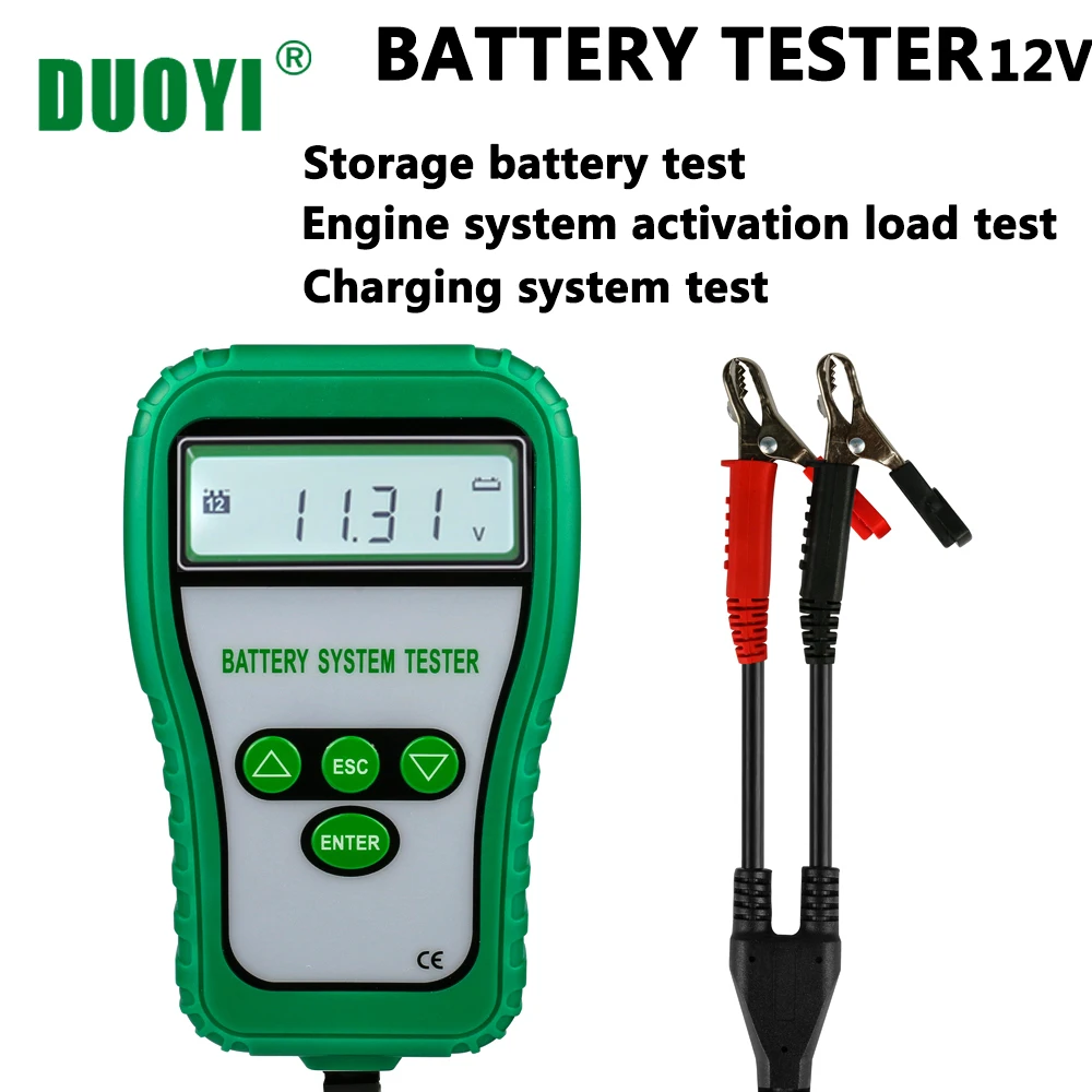 DUOYI DY216 3 In 1 Car Battery Tester Traction 12V DC Load Starting Charge Tester 1700 CCA Test Tool Battery Measurement