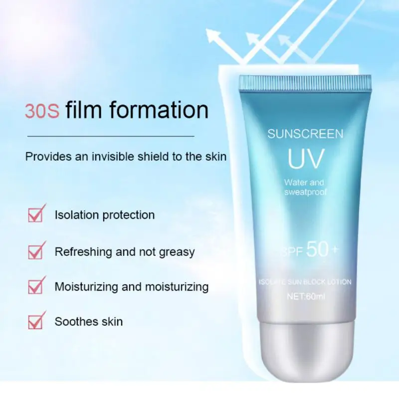 60ml Whitening Sunscreen Cream Protector Facial Sun Block SPF50+ Gel Isolation Lotion Cream Facial Bleaching Moisturizer Creams