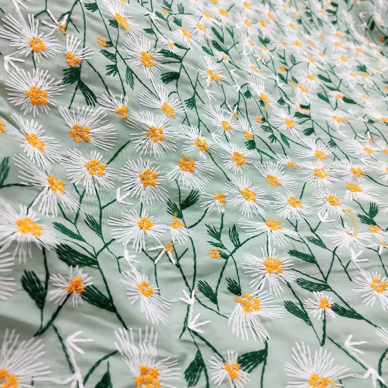 Watergrass Daisy Embroidered Cotton Fabric Small Fresh Beautiful Multi-color Dress Children's Clothing Tablecloth Fabric