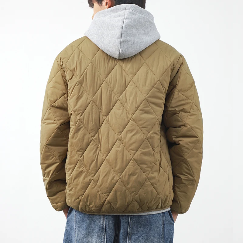 Dudiets Lingge-Veste de Baseball en Coton Cousue pour Homme, Vêtement Vintage, Solide, Épais, Col Montant, Imbibé, Hiver