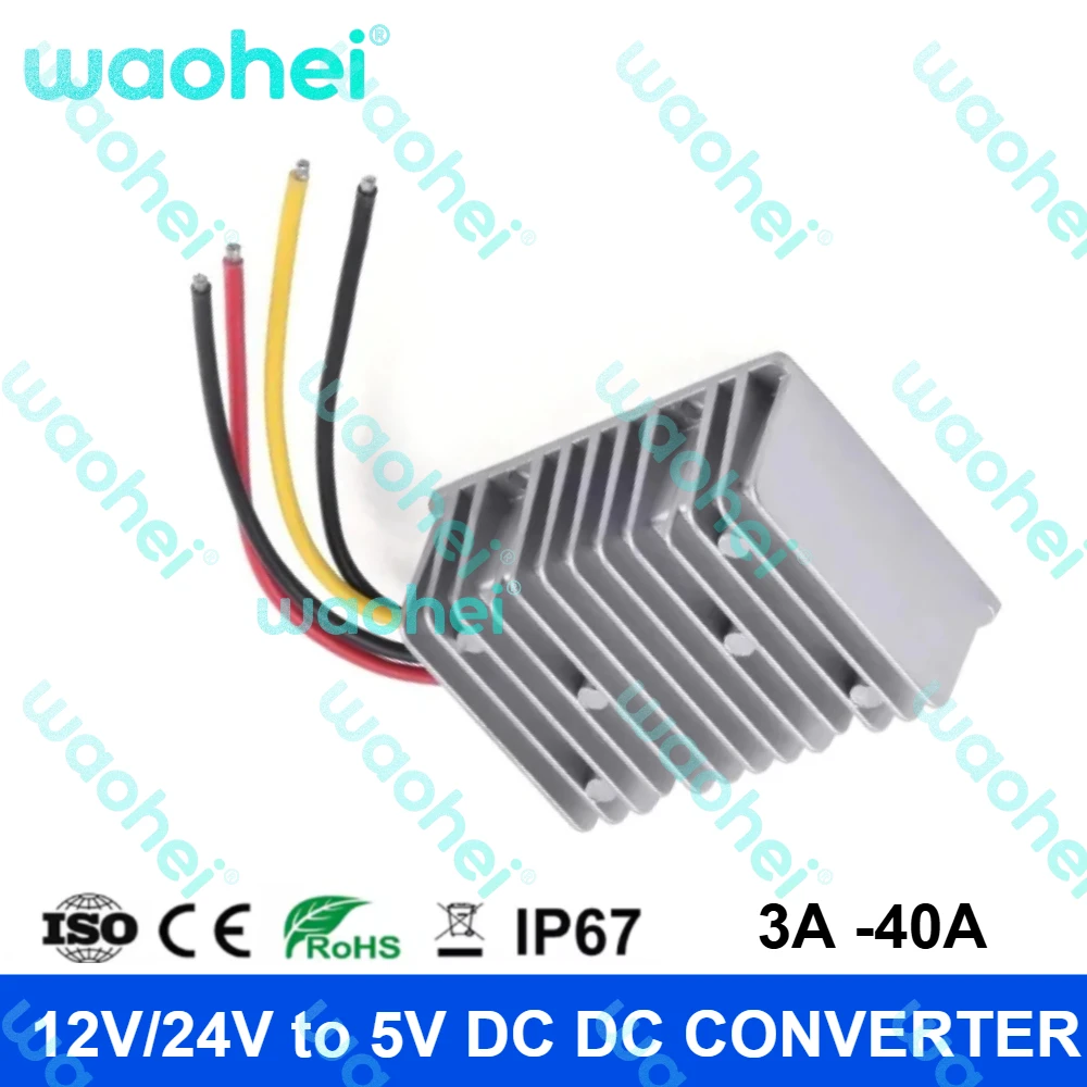 

12V/24V to 5V 3A 5A 10A 15A 20A 30A 40A DC DC Step Down Power Converter Voltage Regulator Auto Buck Supply Module For Car ce