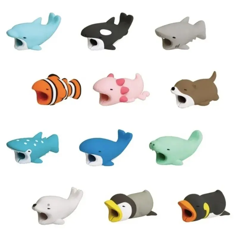 3pcs Cartoon Cute Animal Bite Bite Data Cable Protector Data Cable To Prevent Breakage Protector