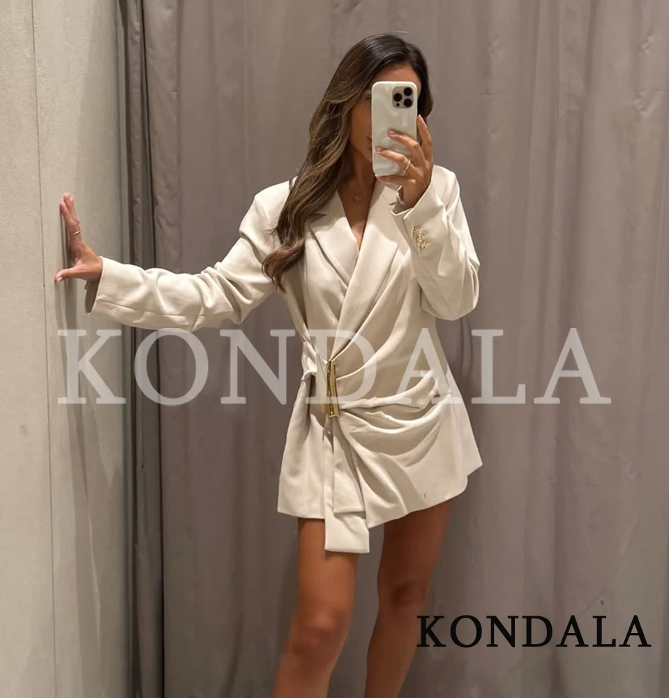 KONDALA Lady Elegant Sashes-Buckle Blazer 2026 New Spring Trendy Commute Blazer Women High Street Fashion Dinner Dating Blazer