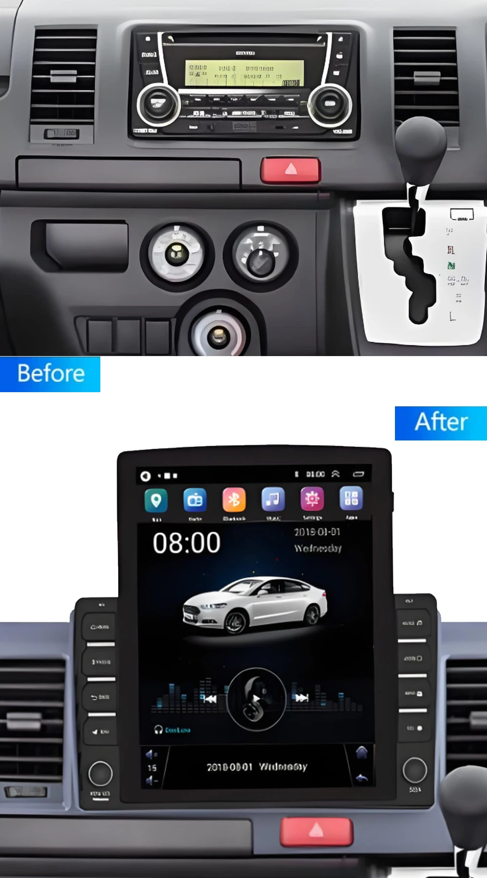 9.7 "نمط عمودي لشاشة تسلا راديو السيارة الاندورويد لتويوتا هايس RHD 2010-2018 مشغل وسائط متعددة Carplay نظام تحديد المواقع والملاحة #2