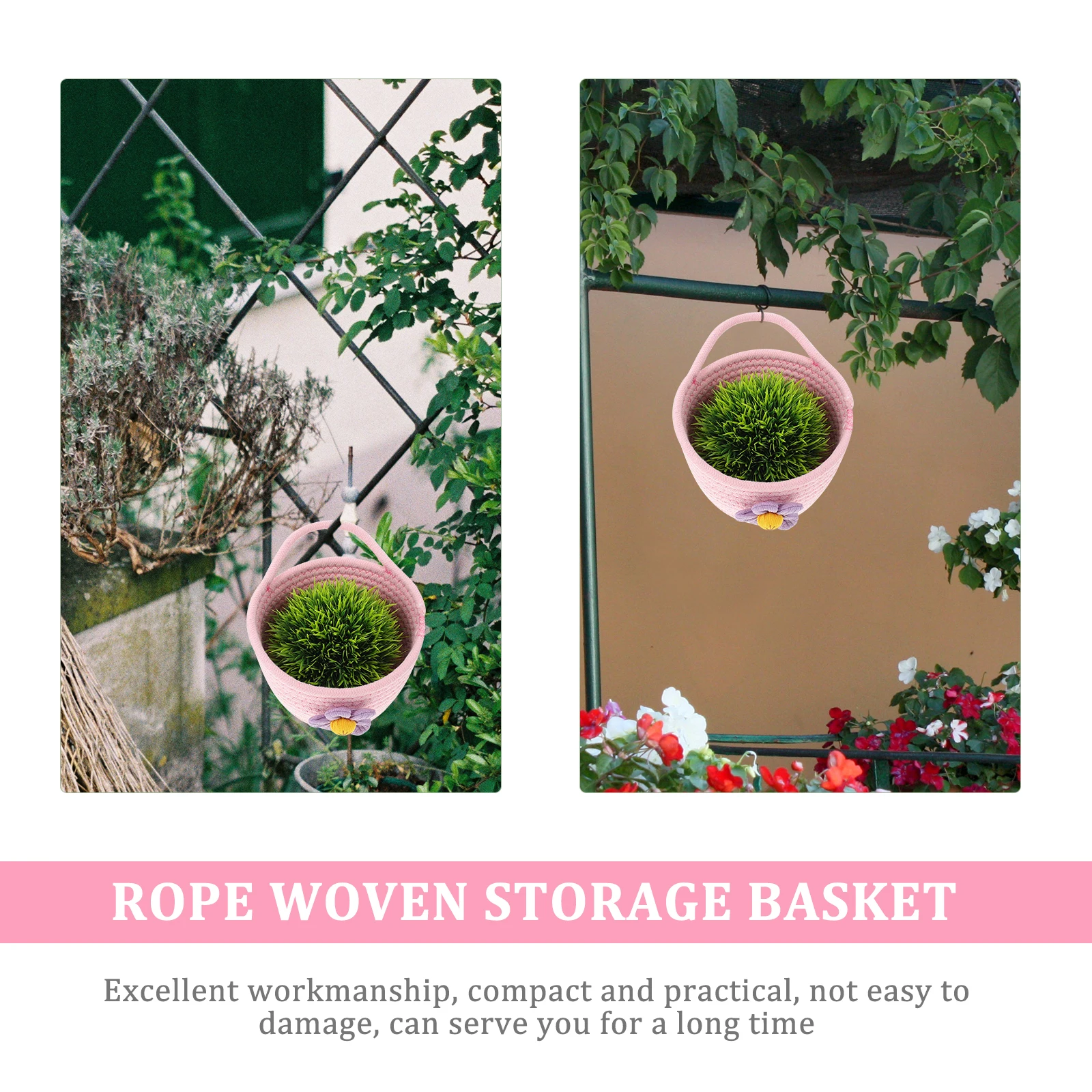 

Cotton Rope Basket Desktop ganizer Wall Hanging Decorative Planter Simulated Plants Wall nament Container