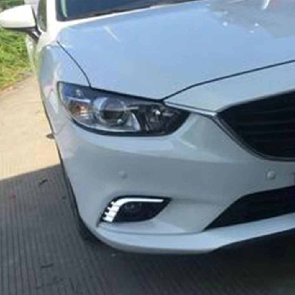 LED Fog Lamp DRL For Mazda 6 Mazda6 Atenza 2013 2014 2015 2016 LED Daytime Running Lights Turn signal Daylight Fog light cover