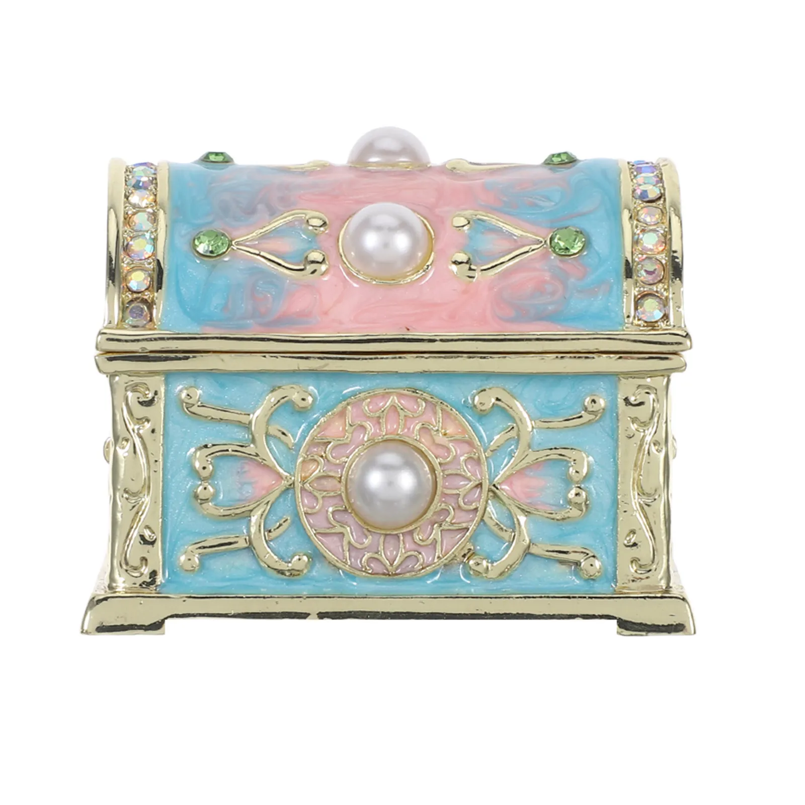 

Enamel Treasure Chest Mini Decorative Jewelry Box Vintage Small Trinket Storage Container Keepsake Holder for Girls Women