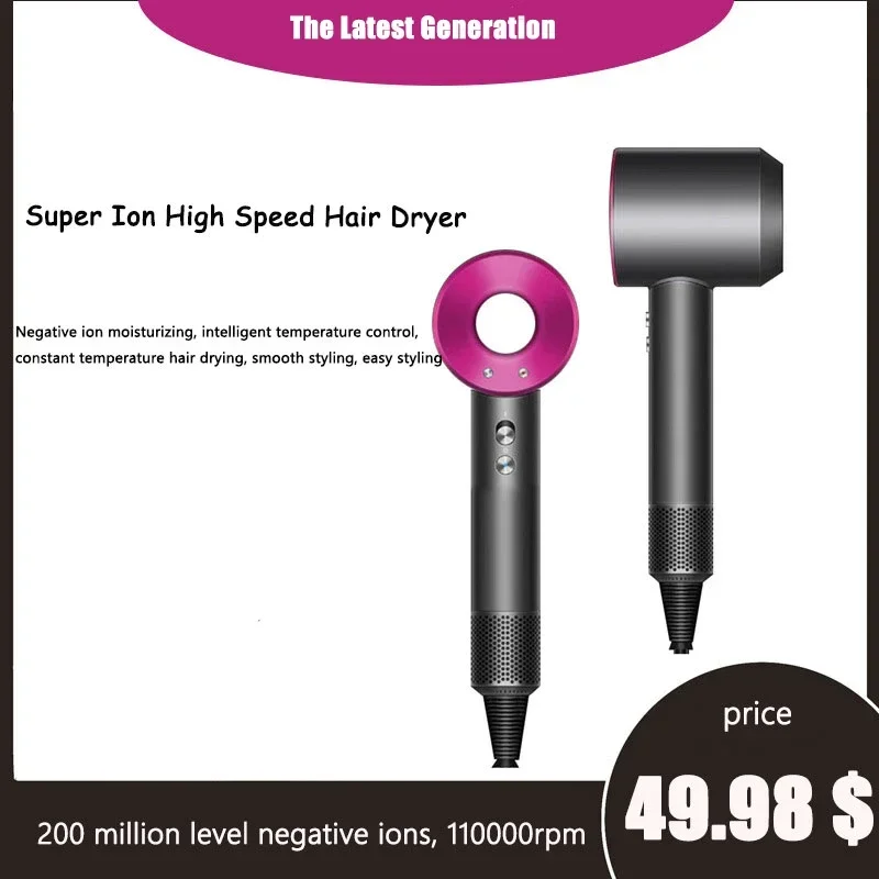 

Professinal Leafless Hair Dryer Negative Lon Hair Care Quick Home Powerful Hairdryer Constant 200 Million Anion Blow Dryer 1.8m