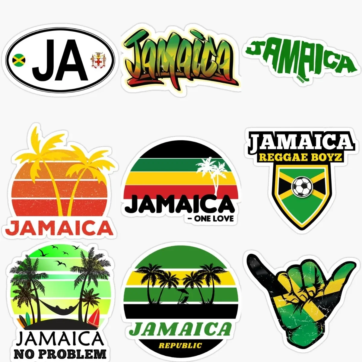

JA Jamaica Flag Map Creative Sticker for Covered Scratch Decorate Laptop Wall Truck Window Bicycle Car Room Decal Accessories