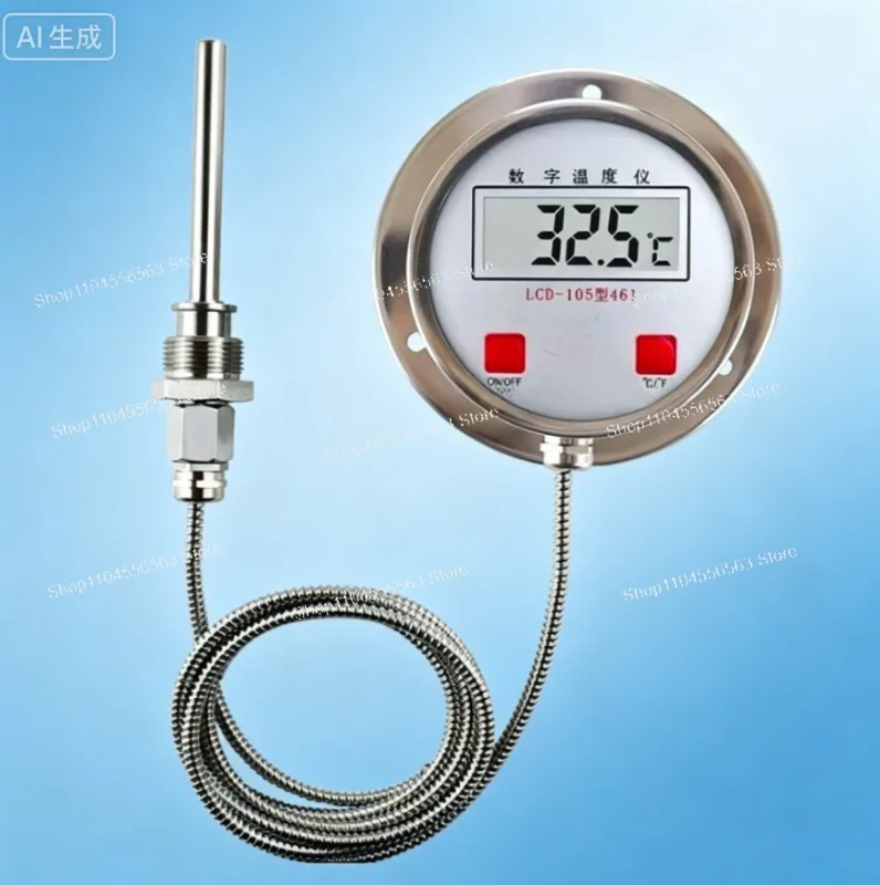 

Industrial Digital Thermometer: High Precision Stainless Steel Probe, 200-1100°C, for Liquid/Temp Sensor