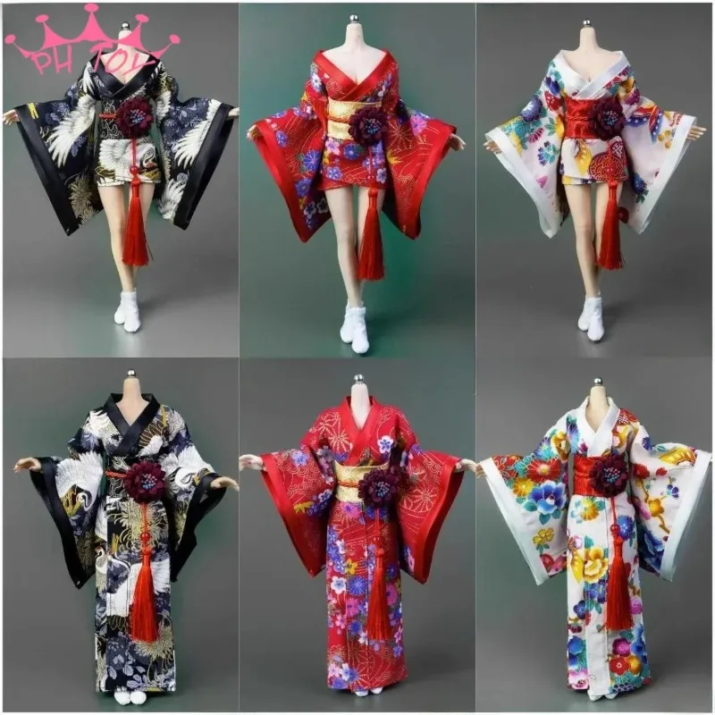 

IC1004 CD058 1/6 Scale Printed Kimono Collection Bathrobe Long/short Clothes Model for 12" Female Action Figure Ph Bjd Doll