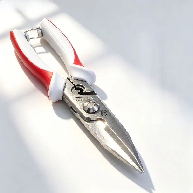 Multifunctional Electrician Scissors Rust Resistant Surface Dual Color Anti Slip Handle Multi Purpose Hand Cutter For Wire Cable