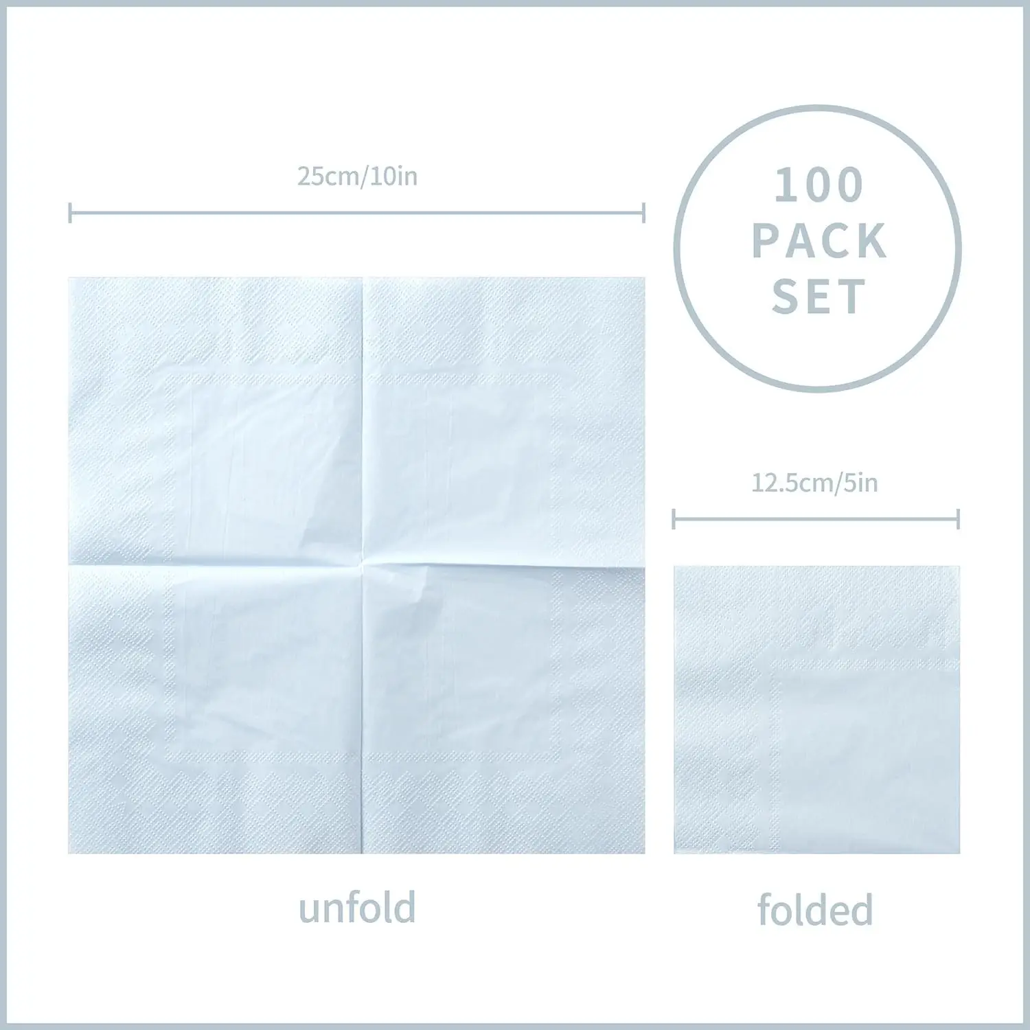 100 Pcs Light Blue Cocktail Napkin 2-Ply Dessert Napkins Folded 5 x 5 Inches Disposable Napkins for Dinner Wedding Birthday