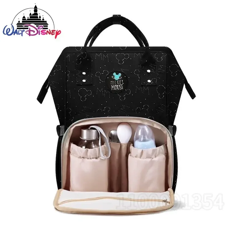 Disney-mochila para pañales de Mickey, bolso de bebé de dibujos animados, marca de lujo, gran capacidad, impermeable, multifuncional