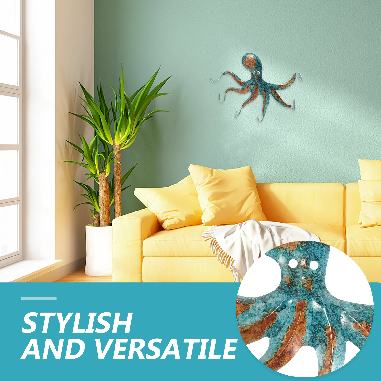 

Octopus Decorative Hook Nautical Bathroom Iron Wall Hooks for Hanging Performance Hat Wall-mounted