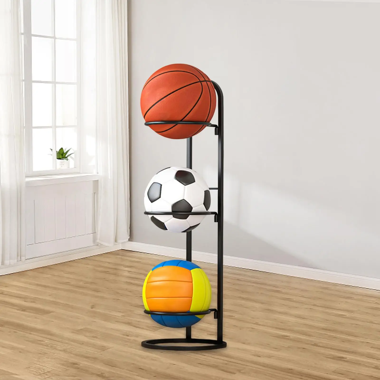 Stylish Vertical Ball Storage Shelf for Basketball and Volleyball