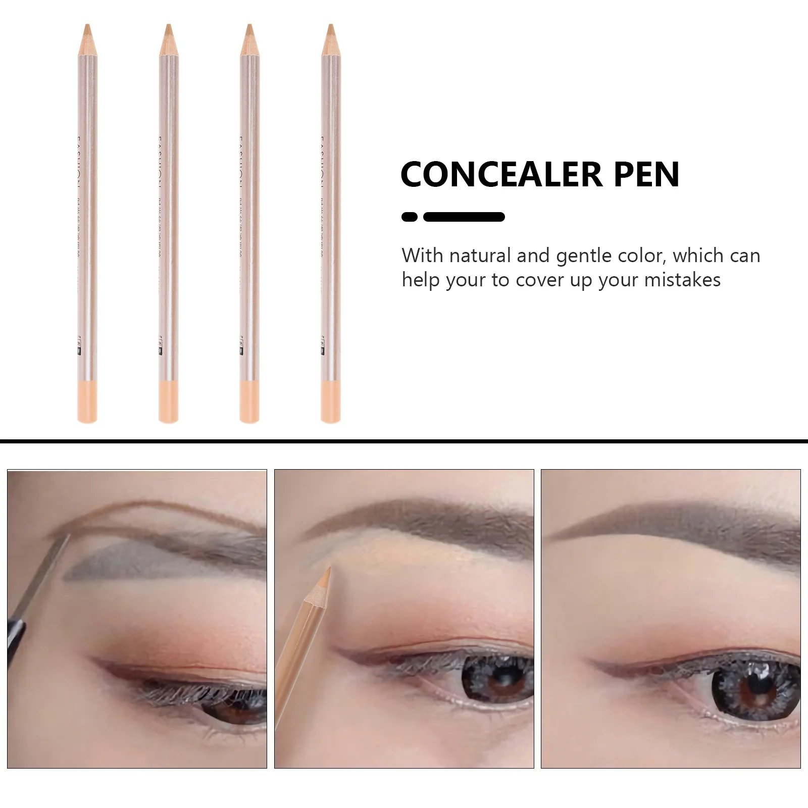 

4Pcs Concealer Pen Pencils Professional Concealer Sticks for Face Makeup Reusable Wood Material Friendly to Skin