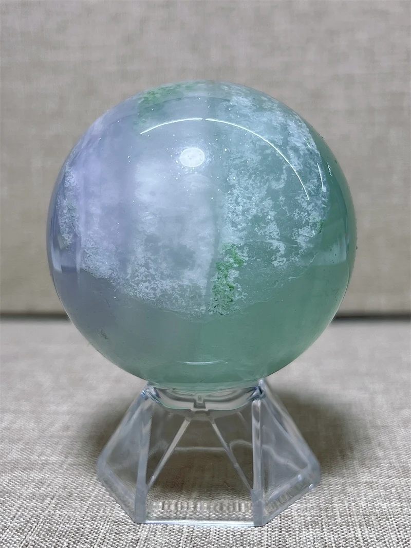 Natural Macaron Fluorite  Sphere With Rain Bow Free Form  Carving Reiki Healing Stone Home Decoration Exquisite Gift