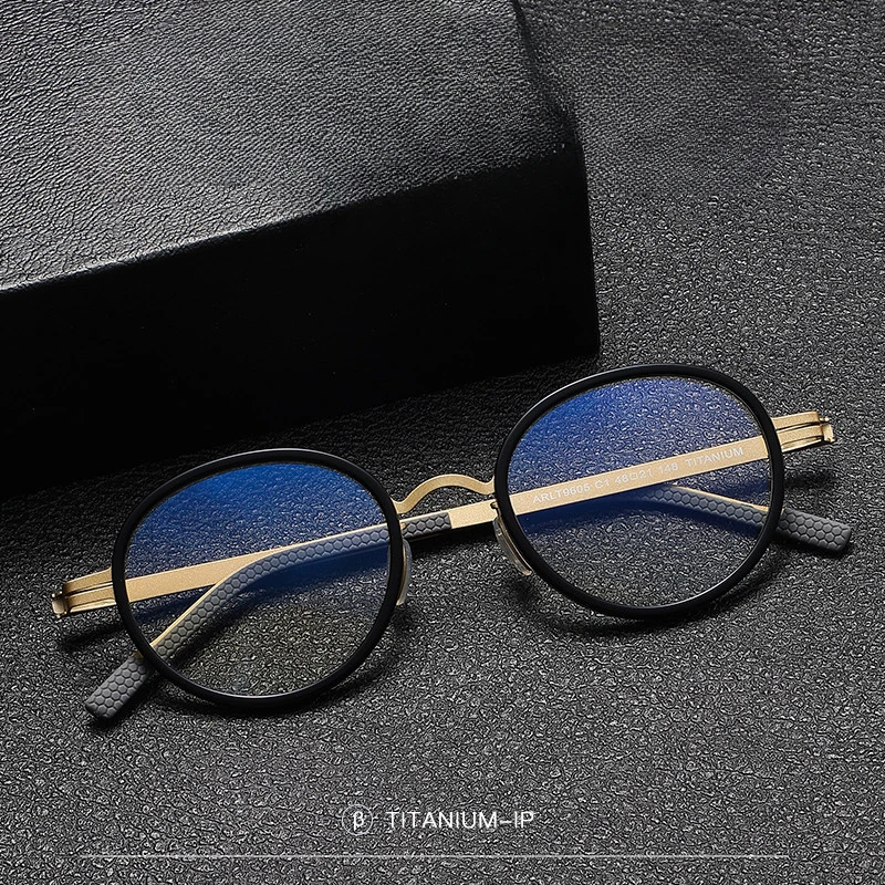 

New Pure Titanium Eyeglass Frame with Fashionable and Classic Round Frame Design Blue Light Glasses Eye Glasses Frames for Men