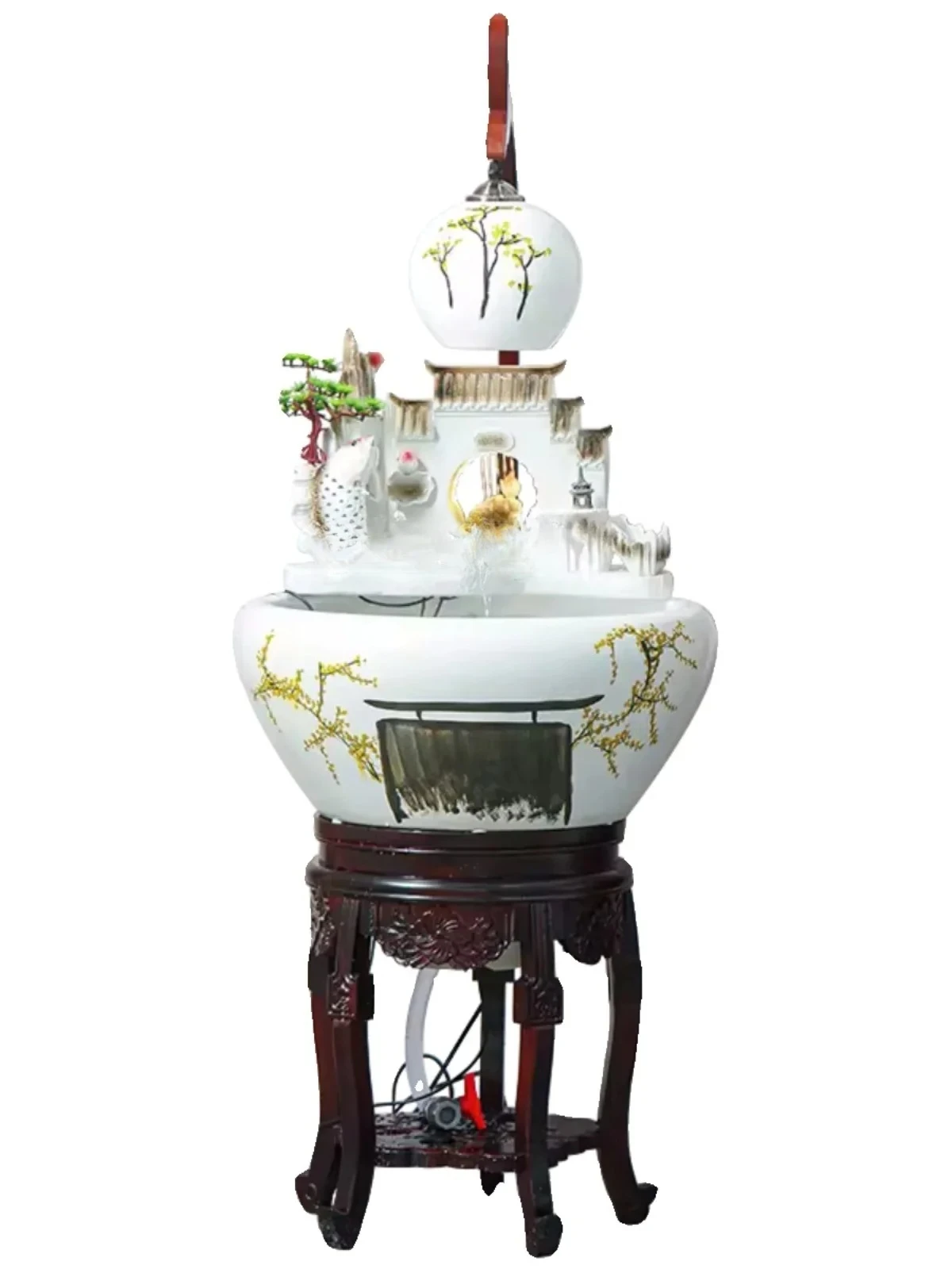 

Jingdezhen Ceramic Circulating Water Lucky Fountain Fish Tank Humidifying Housewarming Floor Ornaments