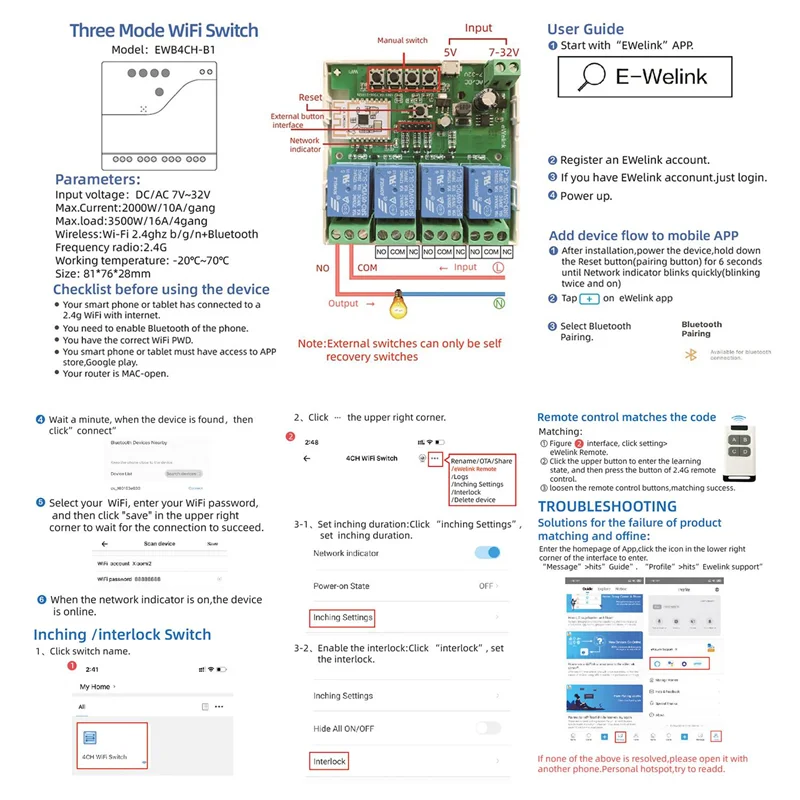 Smart Wifi Bluetooth Switch Relaismodule 7-32V On Off Controller 4ch 2.4G Wifi Afstandsbediening Voor Alexa Home