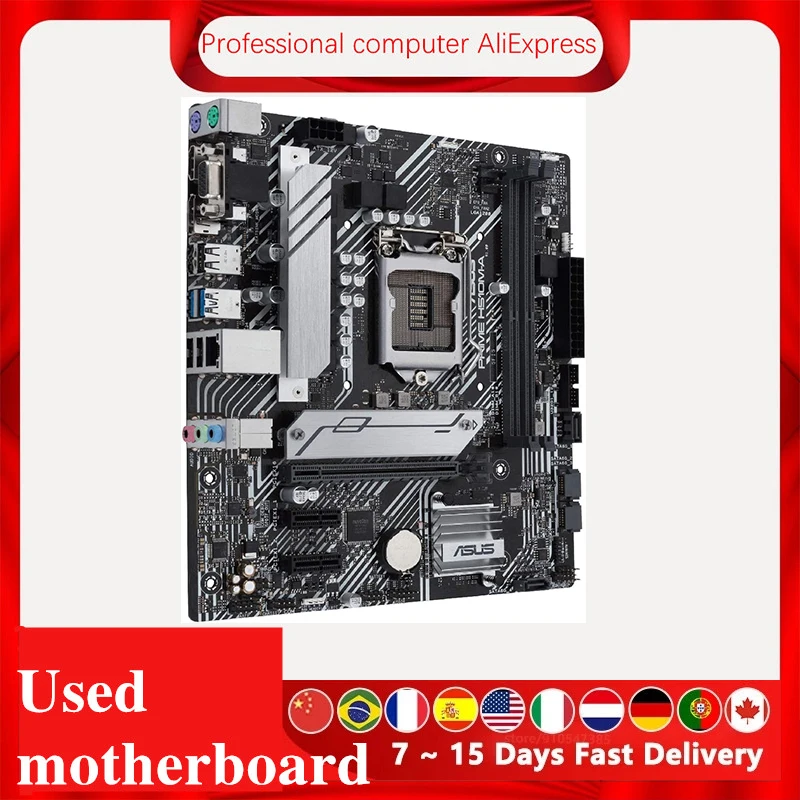 Used For Asus PRIME H510M-A motherboard Original Desktop Intel H510 H510M DDR4 Motherboard LGA 1200  i7/i5/i3 USB3.0 M.2 SATA3