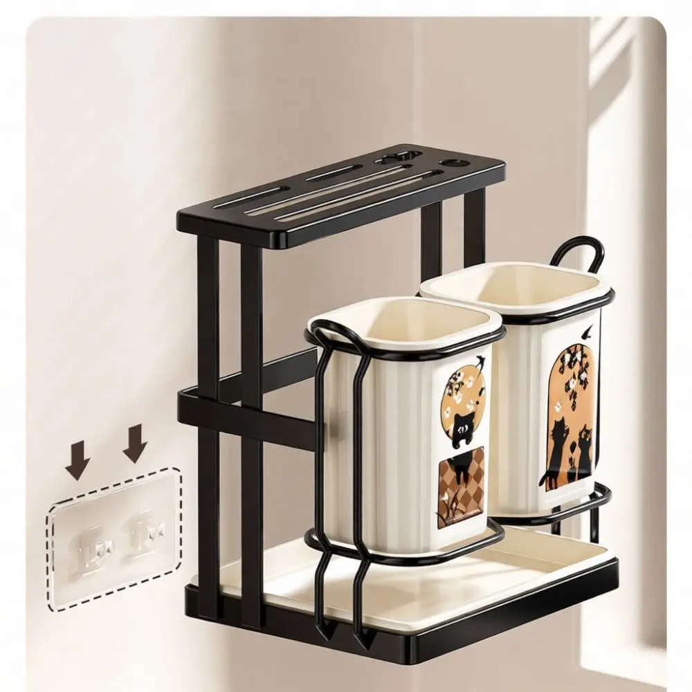 Kitchen Storage Shelf Block Chopsticks Cage Organizer Multifunctional Countertop Utensil Drying Rack