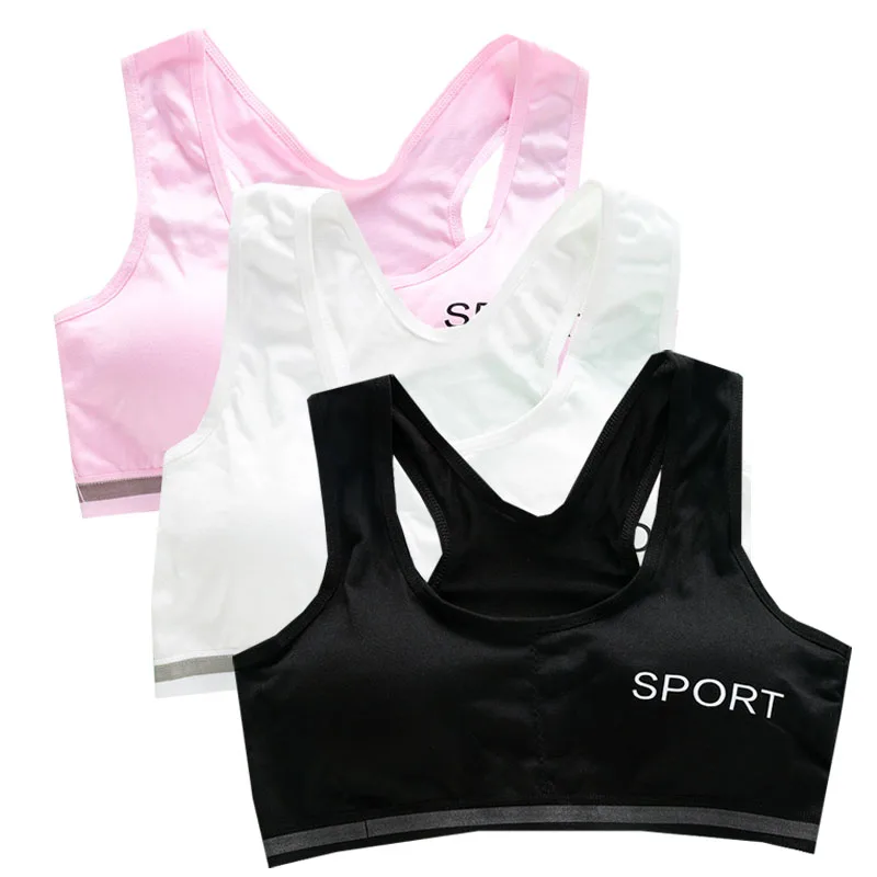 3pcs Girls Sport Bra Underwear Puberty Develop Children Wireless Developmental Underwear Bra Kids Vest Teenage Student Camisoles