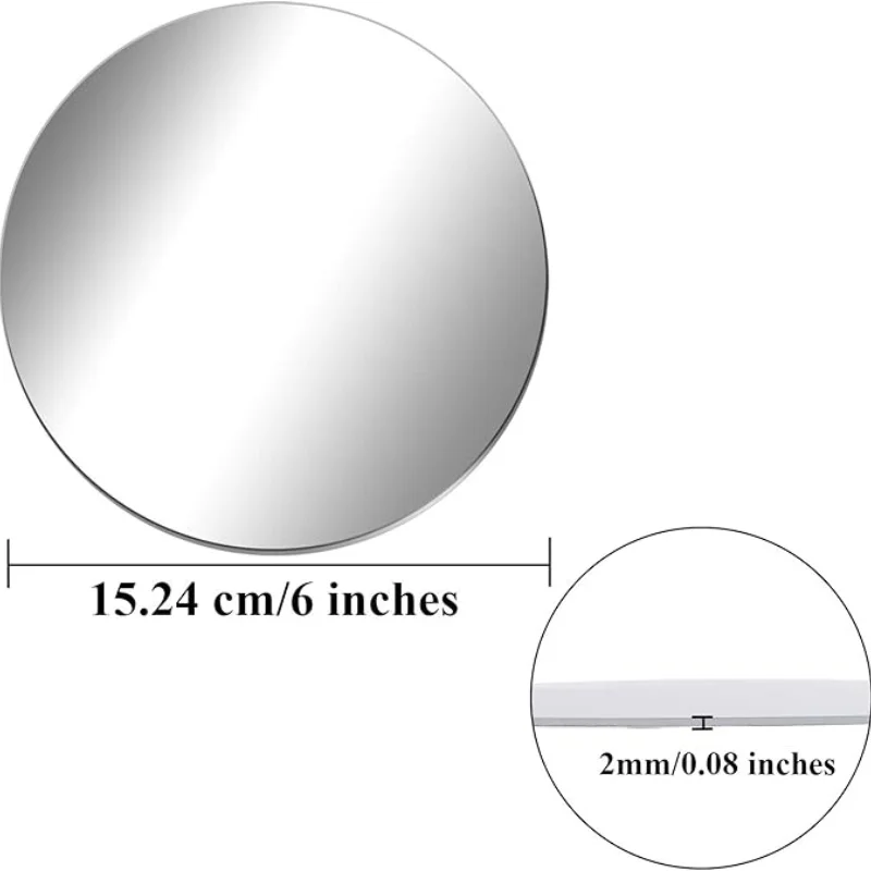 6 Pack Acrylic Round Mirrors Non Glass Round Mirror Plate Self Adhesive Mirror Stickers for Home Wall Decor or Wedding Table