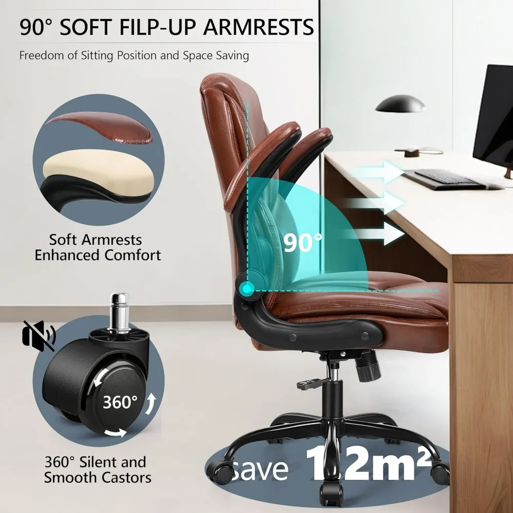 كرسي مكتب مدمج للأشخاص القصيرين - كرسي مكتب صغير من جلد البولي يوريثان مع دعم قطني مريح، 360 درجة ° عجلات دوارة، قابلة للتعديل #6