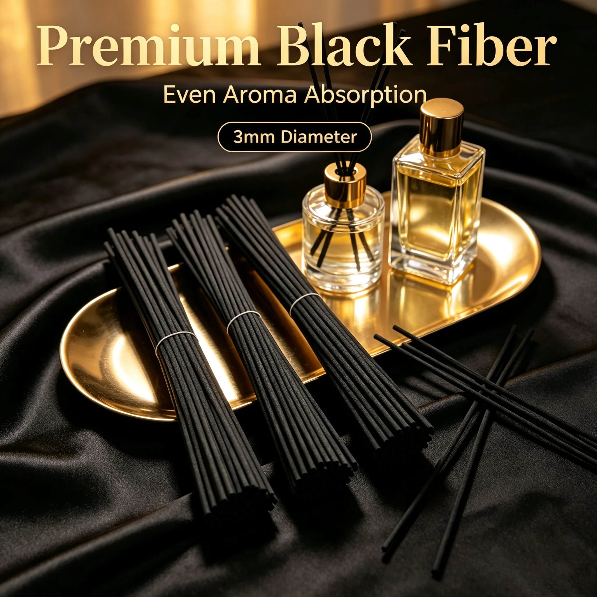 Wholesale Black Fiber Reed Diffuser Sticks 3mm 40‑70cm Replacement Sticks for Large Villa High‑Ceiling Home Aroma Essential Oil