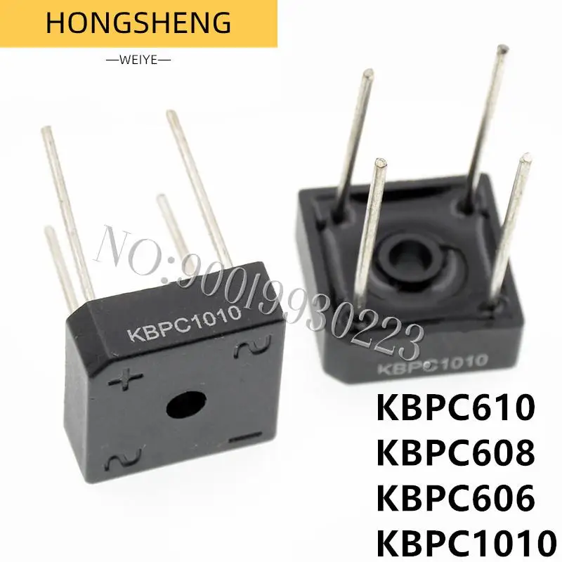 100% New 5pcs/lot  KBPC1010 10A 6A 600V 800V 1000V diode bridge rectifier KBPC610 KBPC608 KBPC606