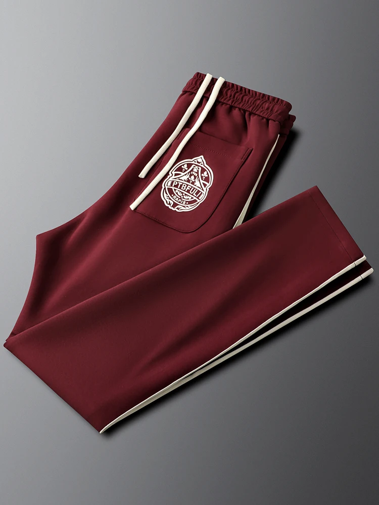 

Красные повседневные брюки Spor для мужчин, облегающие прямые спортивные штаны с полосками по бокам и эластичной резинкой на талии, осенний тренд Faion