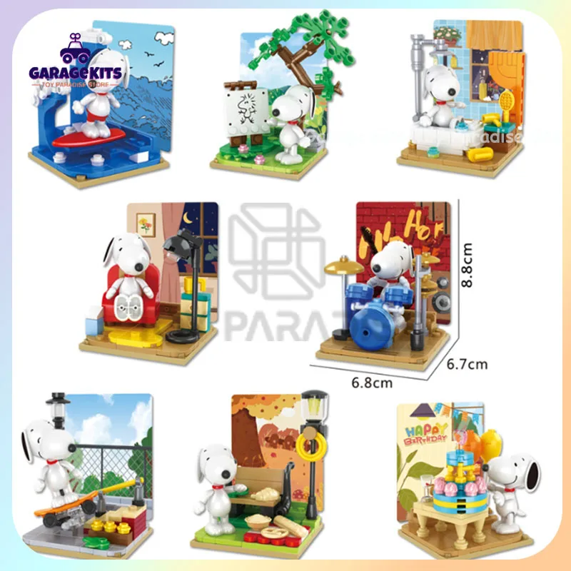 

Genuine Peanuts Snoopy Building Blocks Anime Figure Models Bricks Desktop Decoration Anime Kawaii Dolls Toys Kids Holiday Gifts