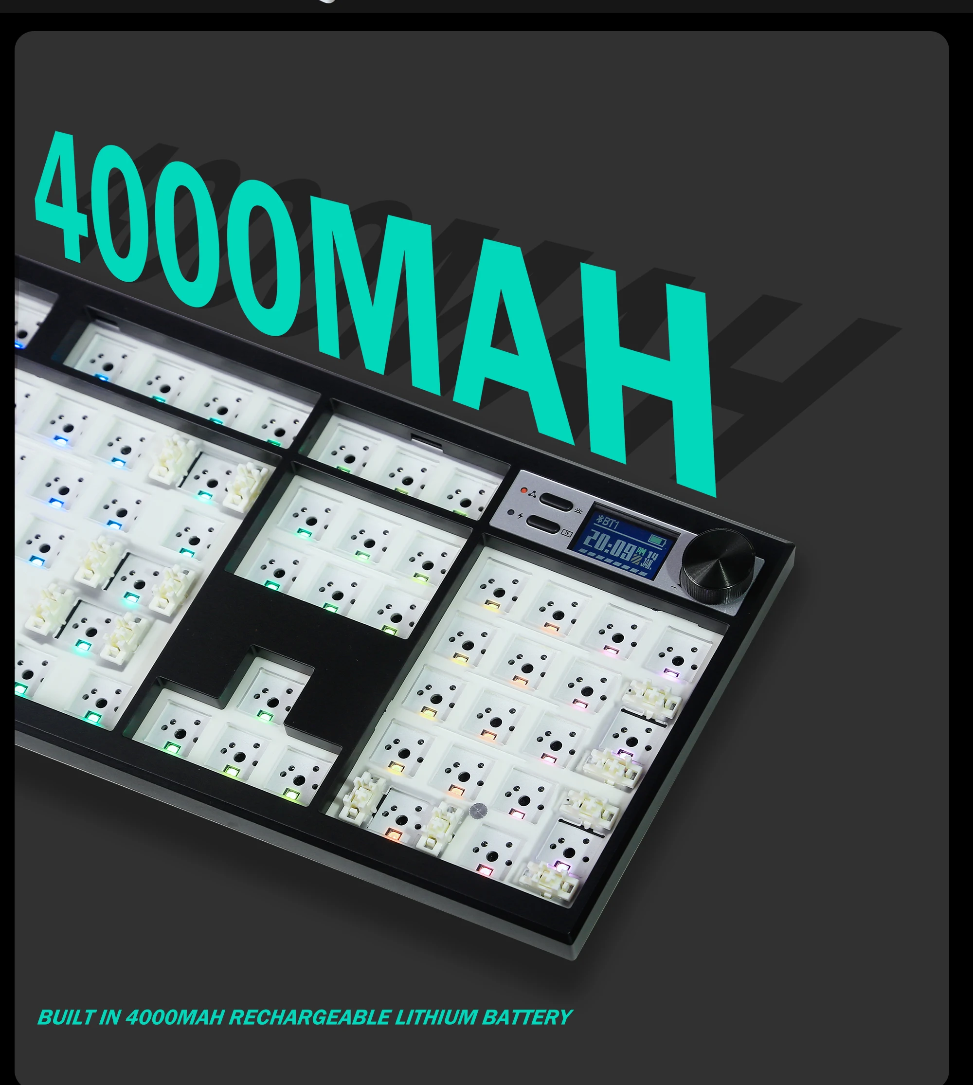 GMK104 기계식 키보드 키트 3가지 모드 게임용 키보드 핫 스왑 백라이트 가스켓 구조 디스플레이 화면이 있는 VIA 썸네일 4