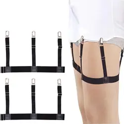 1 Pair Men Shirt Stay Belt with Non-slip Locking Clips Adjustable Lock Tirant Shirts Tucker Leg Thigh Suspender Garters Strap