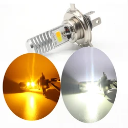 12-80V AC DC Dual Color H4 LED H6 P15D bA20D LED Motorcycle Headlight Bulb White/Amber Hi/LoW Lamp Scooter Accessories Fog Light