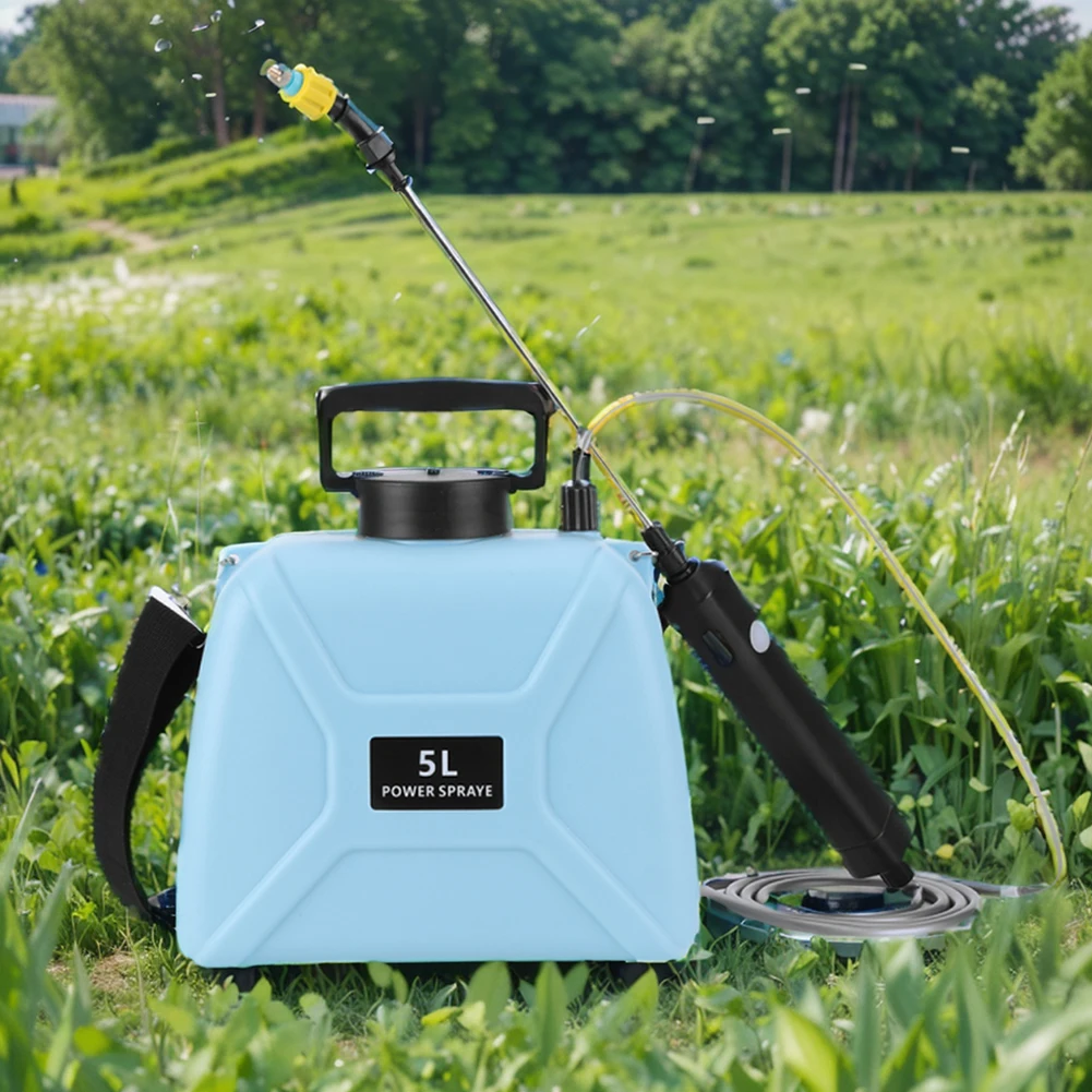 전기 스프링클러 텔레스코픽 로드 관개 도구, 5L 스프링클러, 2500mah 배터리 구동 핸드 헬드 전기 분무기, 농업 도구