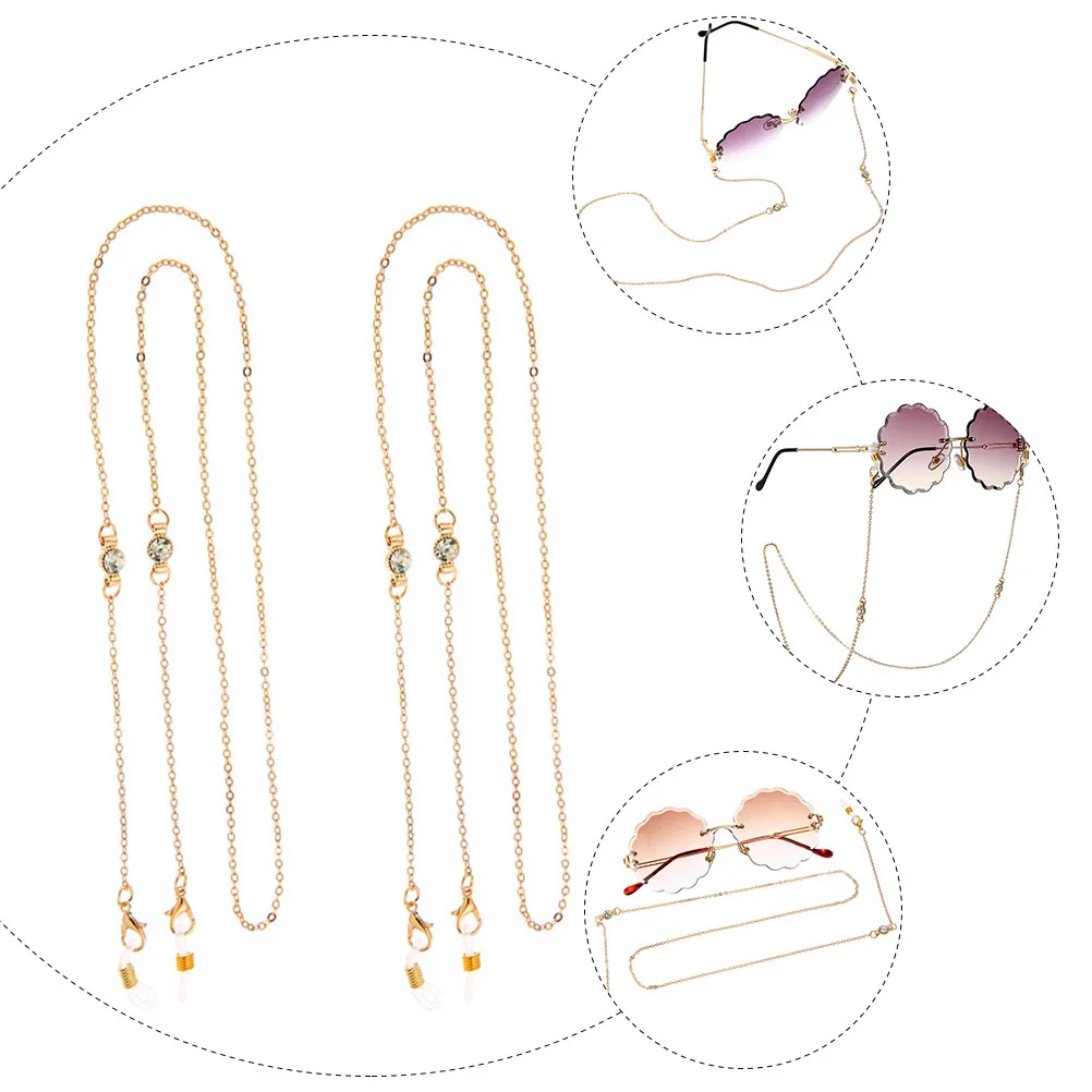 

2Pcs Eyeglass Chains Universal Adjustable Metal Pendant Necklace for Prescription Sunglasses Reading Glasses Gift