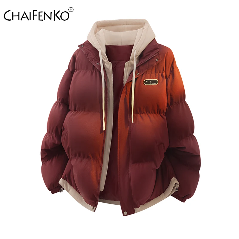Winter Thicken False Two Piece Men Coat New Fashion Comfortable Keep Warm Solid Jacket Outdoors Casual Versatile Hooded Parka