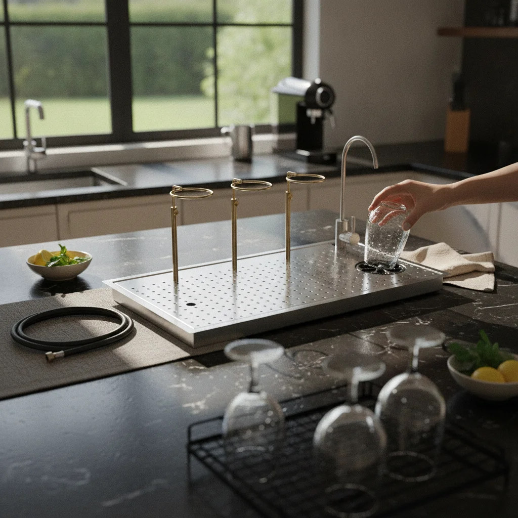 Coffee Rinsing Work Surface Countertop Cup Washer with Faucet Sink Heavy Duty for Baristas, Home Brewing Corners