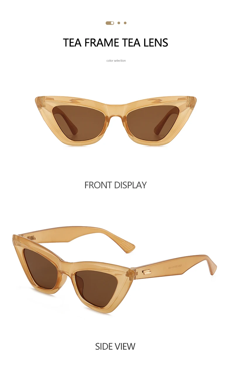 Neue Damen-Sonnenbrille mit Katzenohrenrahmen, prahlen Sie einen Vintage- und eleganten Stil. Die Katzenohr-Silhouette hilft, die Gesichtskonturen zu flachen 5262 – Detail 15