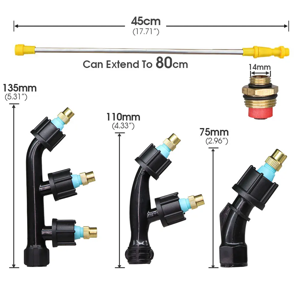 1/4 1/2 Cal rolniczy miedziany atomizujący dysza opryskiwacza 45cm chowany pręt natryskowy do zraszaczy ogrodowych do nawadniania pestycydów
